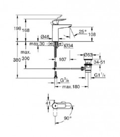 Змішувач для раковини Grohe BauEdge змішувач 1/2 