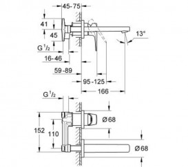 Смеситель для раковины Grohe BauFlow настенный однорычажный хром 20287000