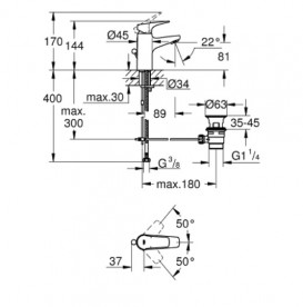 Смеситель для раковины Grohe BauFlow однорычажный с донным клапаном хром 23751000
