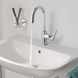 Змішувач для раковини Grohe BauFlow одноважільний з донним клапаном хром 23753000