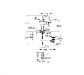 Смеситель для раковины Grohe BauFlow однорычажный с донным клапаном хром 23753000