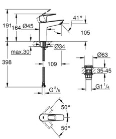 Смеситель для раковины Grohe BauLoop M-Size с нажимным донным клапаном хром 23886001