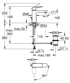 Смеситель для раковины Grohe Cubeo однорычажный с донным клапаном хром 1017560000