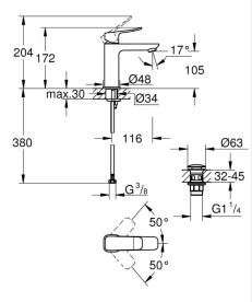 Смеситель для раковины Grohe Dice M-Size однорычажный с донным клапаном хром 1018330000