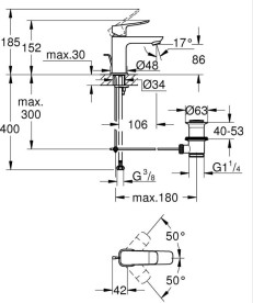Смеситель для раковины Grohe Dice S-Size однорычажный с донным клапаном хром 1018560000