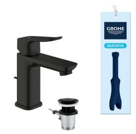 Змішувач для раковини Grohe Dice S-Size одноважільний із донним клапаном чорний матовий 1018562430