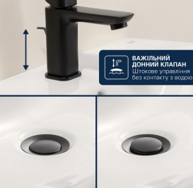Змішувач для раковини Grohe Dice S-Size одноважільний із донним клапаном чорний матовий 1018562430