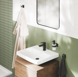 Змішувач для раковини Grohe Dice S-Size одноважільний із донним клапаном чорний матовий 1018562430