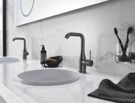 Смеситель для раковины Grohe Essence L-Size с донным клапаном темный графит матовый 24174AL1