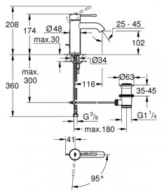 Смеситель для раковины Grohe Essence New однорычажный с донным клапаном хром 23591001
