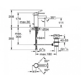 Смеситель для раковины Grohe Essence New S-Size однорычажный с донным клапаном хром 24175001