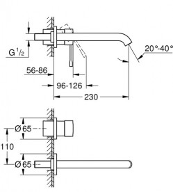 Смеситель для раковины Grohe Essence однорычажный настенный хром 29193001