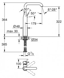 Змішувач для раковини Grohe Essence одноважільний фантомний чорний 24170KF1