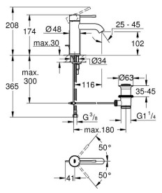 Змішувач для раковини Grohe Essence S-Size одноважільний з донним клапаном теплий захід сонця матовий 24171DL1