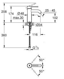 Смеситель для раковины Grohe Essence S-Size однорычажный суперсталь 24172DC1