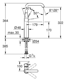 Змішувач для раковини Grohe Essence XL-Size одноважільний суперсталь 24170DC1