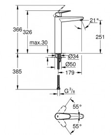 Змішувач для раковини Grohe Eurodisc Cosmopolitan одноважільний хром 23432000