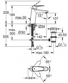 Змішувач для раковини Grohe Eurodisc Cosmopolitan одноважільний з донним клапаном хром 23448002