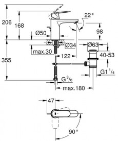 Змішувач для раковини Grohe Eurosmart Cosmopolitan одноважільний з донним клапаном хром 2339600E