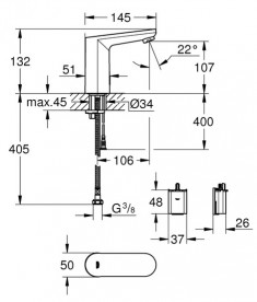 Смеситель для раковины Grohe Eurosmart Cosmopolitan E инфракрасный электронный питание от батарей хром 36330002