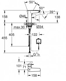 Змішувач для раковини Grohe Eurosmart інфрачервоний електронний чорний матовий 239752433