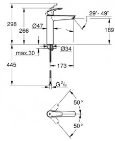 Смеситель для раковины Grohe Eurosmart однорычажный с донным клапаном черный матовый 239712433