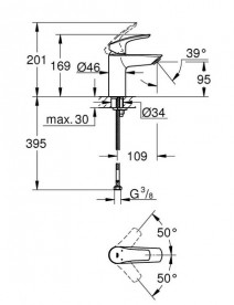Смеситель для раковины Grohe Eurosmart однорычажный черный матовый 324672433
