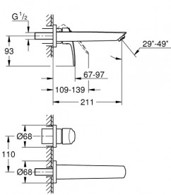 Змішувач для раковини Grohe Eurosmart одноважільний настінний чорний матовий 293382433
