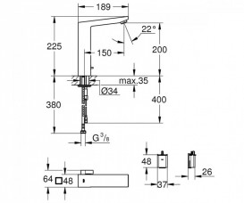 Змішувач для раковини Grohe Euroсube сенсорний хром 36441000