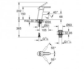 Смеситель для раковины Grohe Feel однорычажный хром 23747000