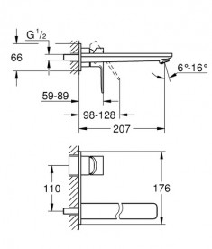 Змішувач для раковини Grohe Lineare настінний одноважільний графіт темний матовий 23444AL1
