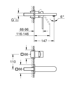 Змішувач для раковини Grohe Plus одноважільний настінний суперсталь 29303DC3