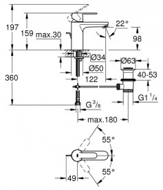 Смеситель для раковины Grohe QuickFix Get однорычажный с донным клапаном хром 23454000
