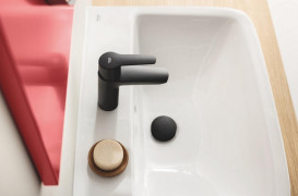 Смеситель для раковины Grohe QuickFix Start однорычажный с донным клапаном черный матовый 235752432