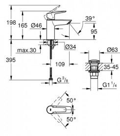Змішувач для раковини Grohe QuickFix Start одноважільний чорний матовий 235502432