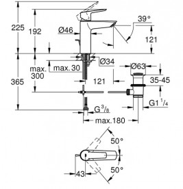 Змішувач для раковини Grohe QuickFix Start одноважільний з донним клапаном хром 23455002