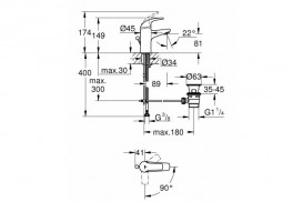Смеситель для раковины Grohe Start Curve с донным клапаном хром 23765000