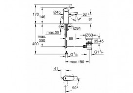 Смеситель для раковины Grohe Start Flow однорычажный с донным клапаном хром 23769000