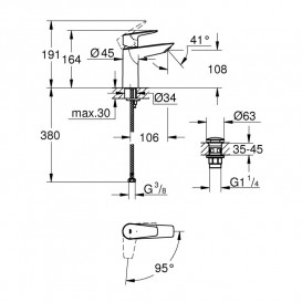 Смеситель для раковины Grohe StartEdge однорычажный с донным клапаном хром 23909001