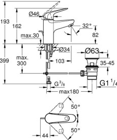 Змішувач для раковини Grohe Swift QuickFix S-Size одноважільний з донним клапаном хром 24316001
