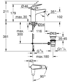 Смеситель для раковины Grohe Swift QuickFix M-Size однорычажный с донным клапаном хром 24328001