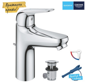 Смеситель для раковины Grohe Swift QuickFix M-Size однорычажный с донным клапаном хром 24328001