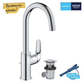 Смеситель для раковины Grohe Swift QuickFix L-Size однорычажный с донным клапаном хром 24330001