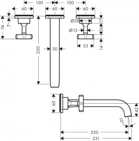 Смеситель для раковины Hansgrohe Axor Citterio E настенный матовый черный 36107670