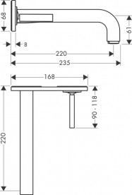 Змішувач для раковини Hansgrohe Axor Citterio настінний шліфований чорний хром 39115340