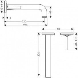 Смеситель для раковины Hansgrohe Axor Citterio настенный шлифованный черный хром 39116340