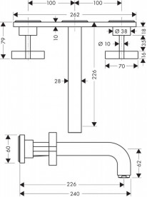 Смеситель для раковины Hansgrohe Axor Citterio настенный на 3 отверстия шлифованный черный хром 39144340