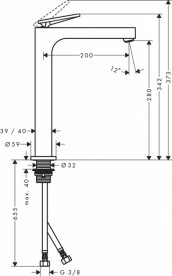 Смеситель для раковины Hansgrohe Axor Citterio однорычажный шлифованный черный хром 39151340