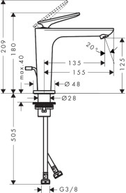 Смеситель для раковины Hansgrohe Axor Citterio C с донным клапаном матовый никель 49030820