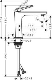 Смеситель для раковины Hansgrohe Axor Citterio C однорычажный матовый черный хром 49040340